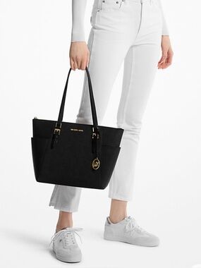Michael Kors Black Saffiano Tote with Gold Hardware + Wallet